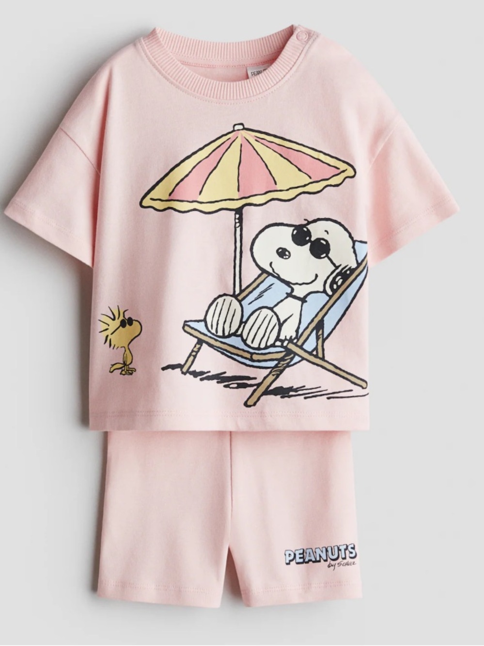 H&M Light Pink Snoopy & Woodstock Matching top and shorts Set